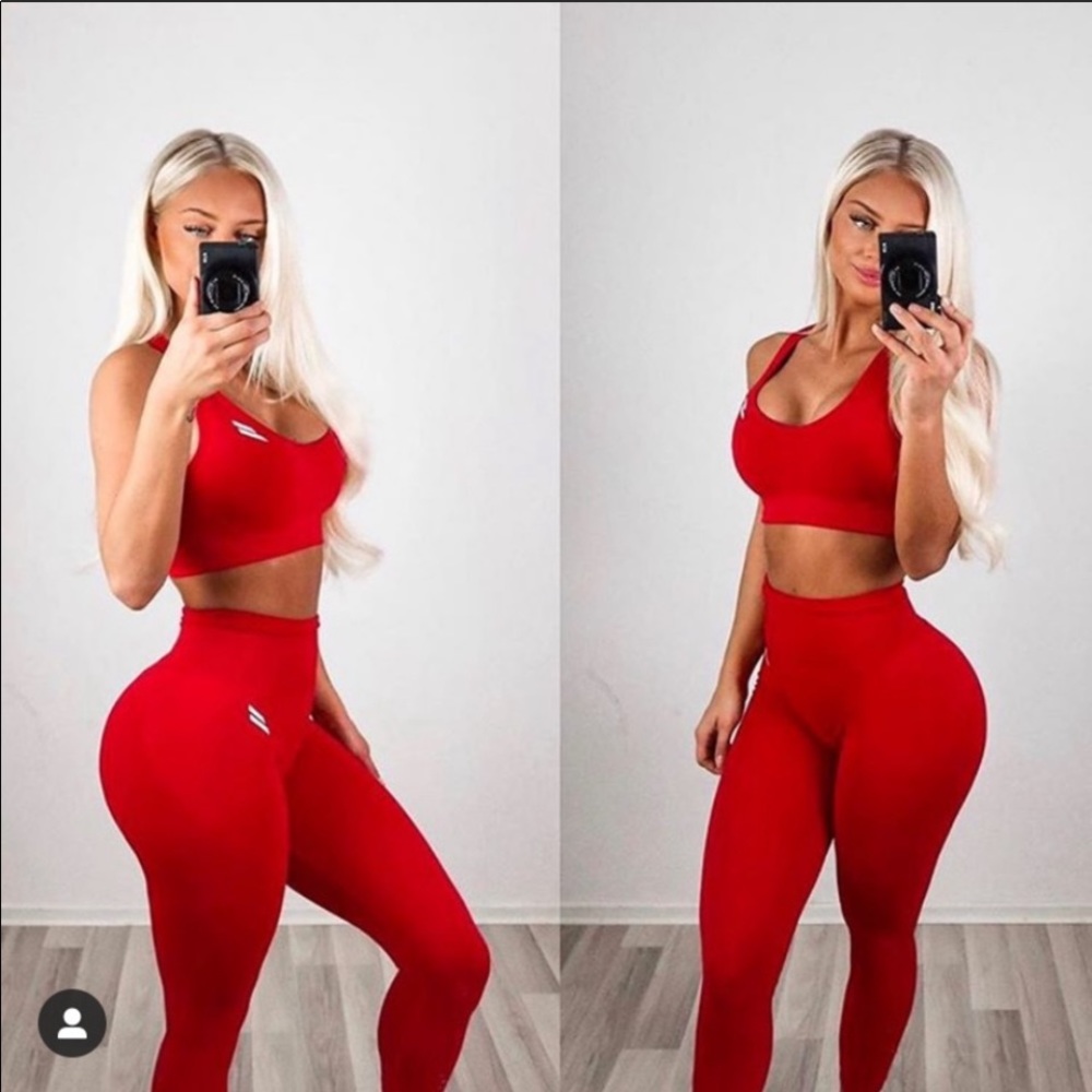 Doyoueven Hyperflex Seamless High Waisted Leggings Ruby Red NWT XS - Picture 4 of 5